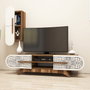 Hanah Home Defne Mueble de TV Nogal y Crema con Estantería